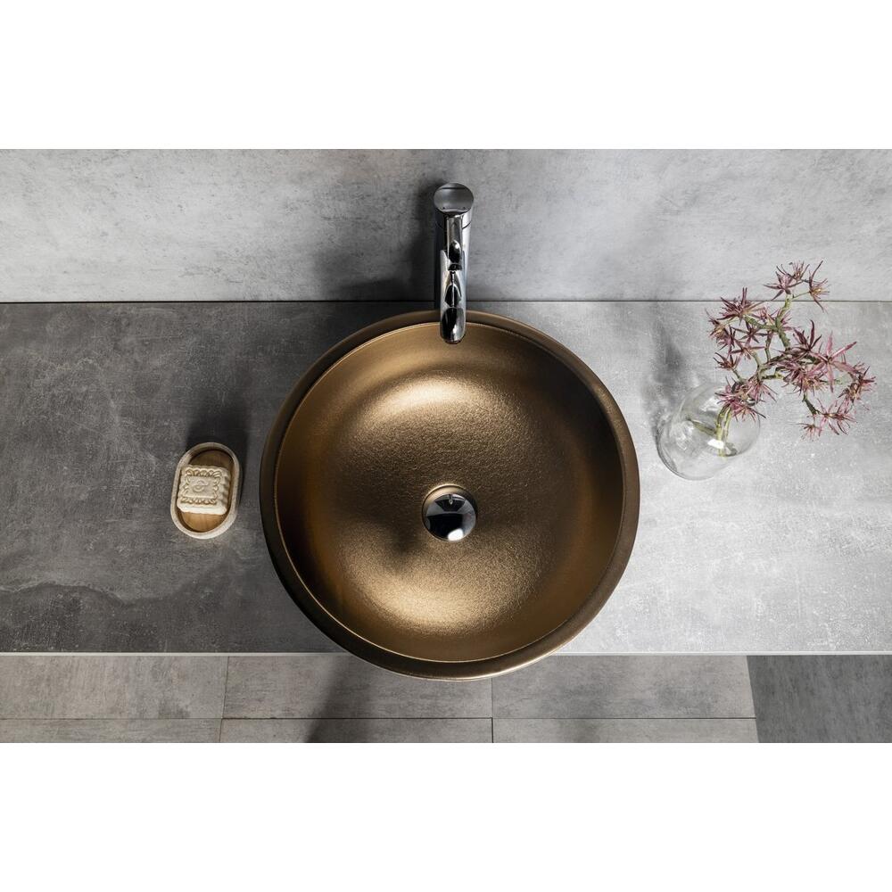 PRIORI Keramik-Waschtisch Ø 41 cm, gold/blau