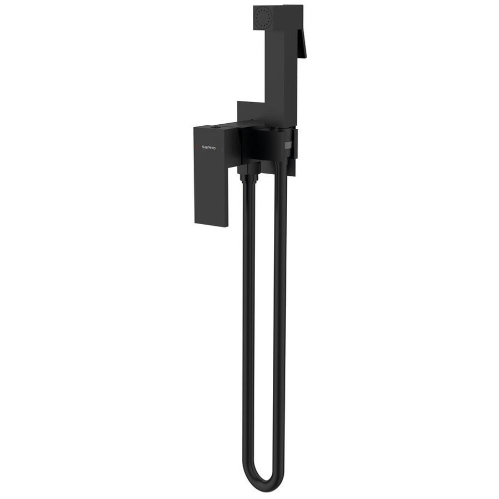 CUBEMIX Bidetarmatur mit Brausestopp, Schwarz matt