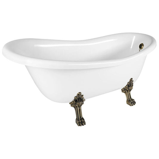 RETRO freistehende Badewanne 157x76,5x73cm, weiß, Füße bronze