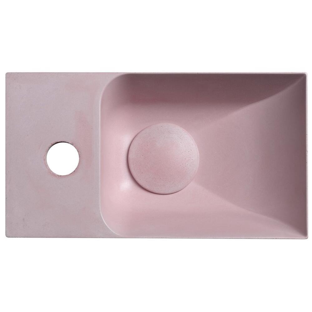 PICCOLINO Beton-Waschbecken 30,8x17cm, Wasserhahn linken, Rosa matt
