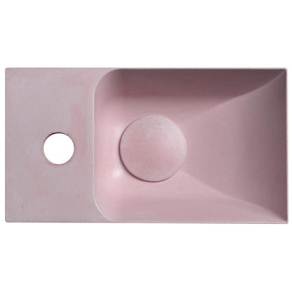 PICCOLINO Beton-Waschbecken 30,8x17cm, Wasserhahn linken, Rosa matt