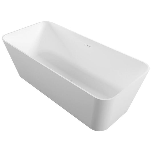 LEYLA Freistehende Badewanne 170x78cm, Gußstein, weiß matt