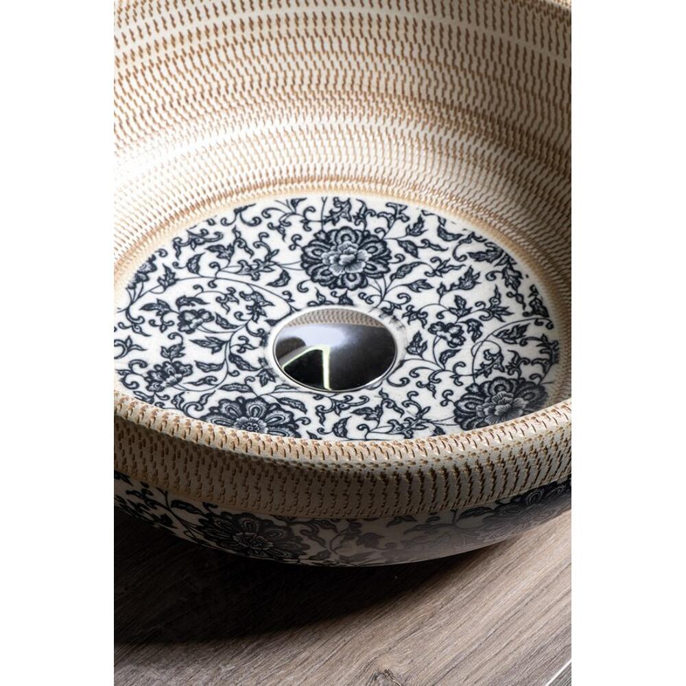PRIORI Keramik-Waschtisch Durchmesser 41 cm, beige mit Blaudekor