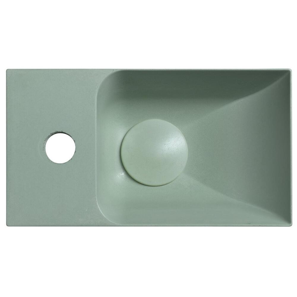 PICCOLINO Beton-Waschbecken 30,8x17cm, Wasserhahn linken, Grün matt