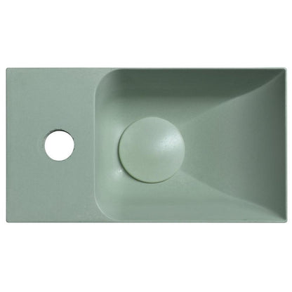 PICCOLINO Beton-Waschbecken 30,8x17cm, Wasserhahn linken, Grün matt