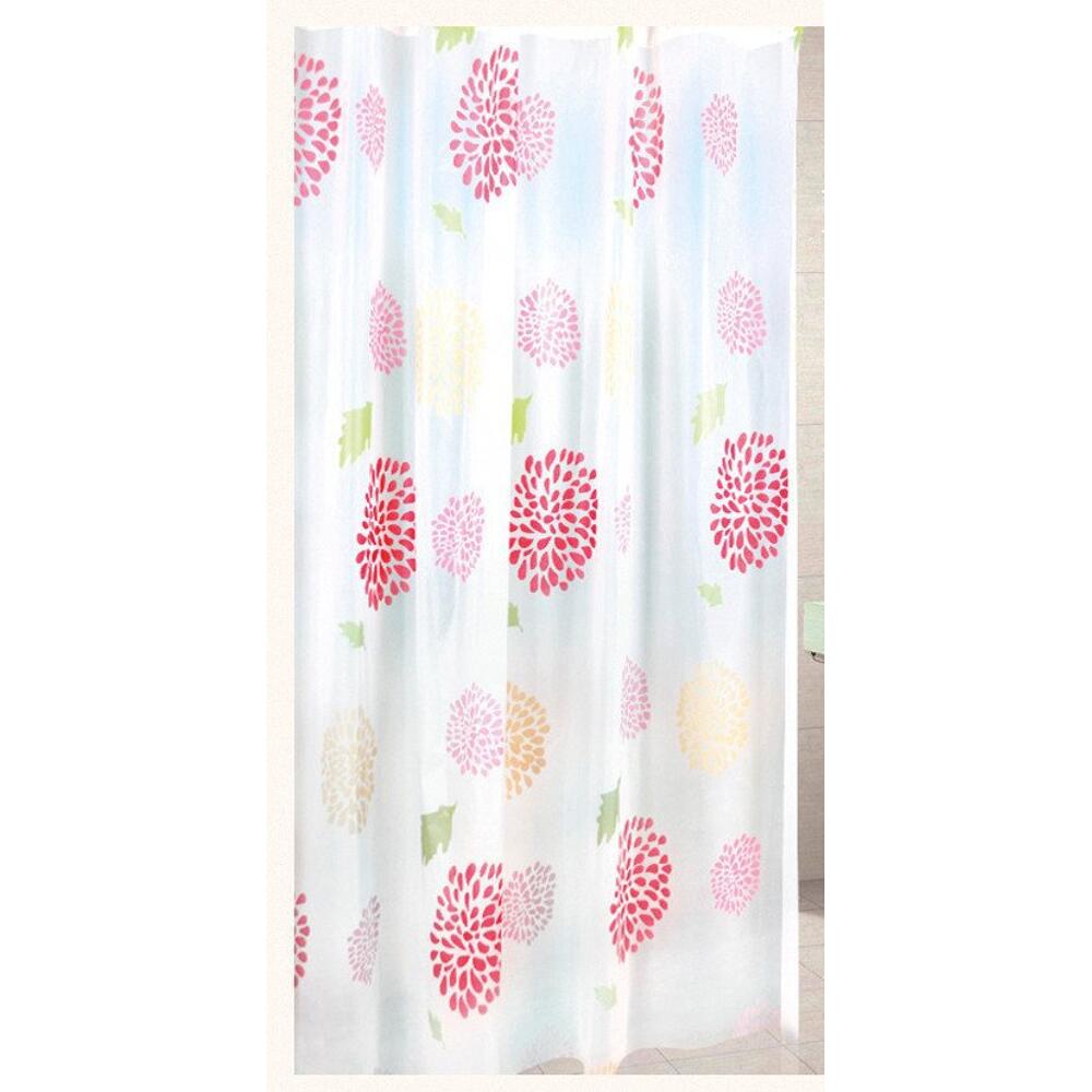 Duschvorhang 180x200cm, Vinyl, Blumendekor, Rot
