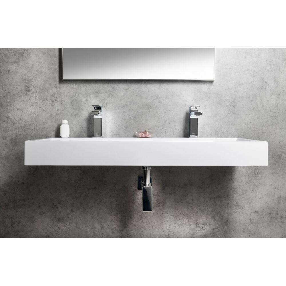 ORINOKO Waschtisch, Marmor, 100x42 cm, 2 Armaturlöcher,  Weiß