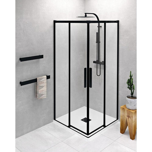 ALTIS LINE BLACK Eckige Duschkabine 800x800 mm, Eckeinstieg, Klarglas