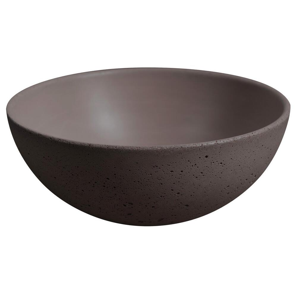 MINOR Betonwaschbecken zum Aufsetzen, Durchmesser 26cm, Dunkelbraun matt