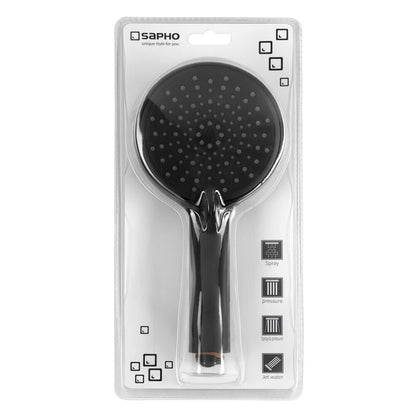 Massage-Handbrause, 3 Duschmodi + Spülmodus, Silikondüsen, Durch. 120mm, ABS/Schwarz matt