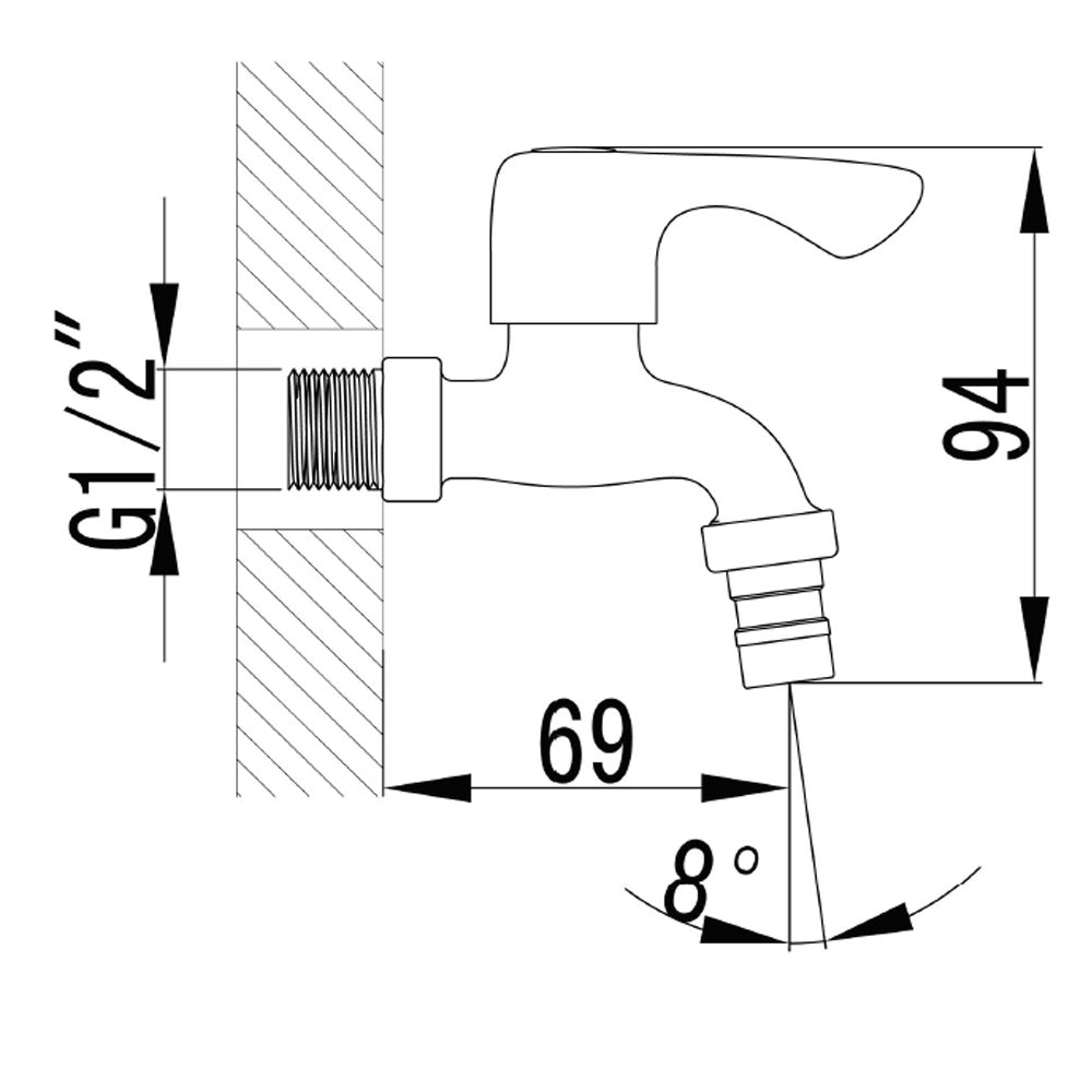 Wand-Kugelventil, 1/2", Chrom
