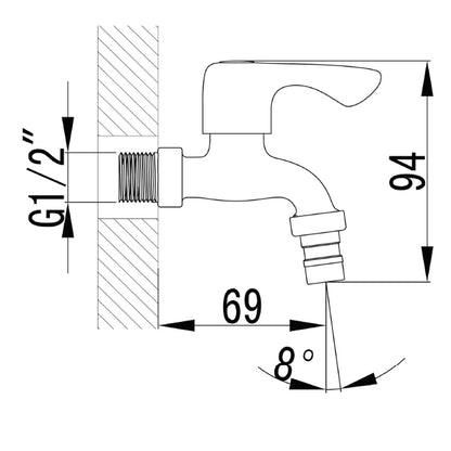 Wand-Kugelventil, 1/2", Chrom