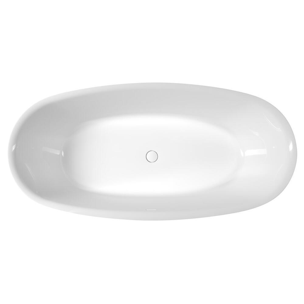 FLORINA Freistehende Gussmarmor-Badewanne 170x80x61cm, weiß