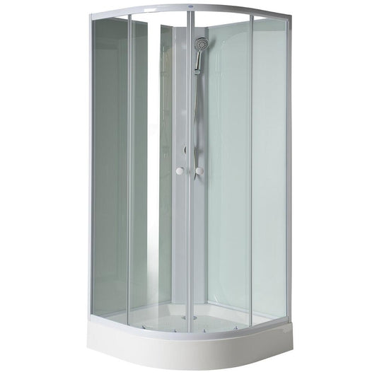 AIGO Viertelkreis Duschkabine 900x900x2040 mm, weiße Profile, Klarglas