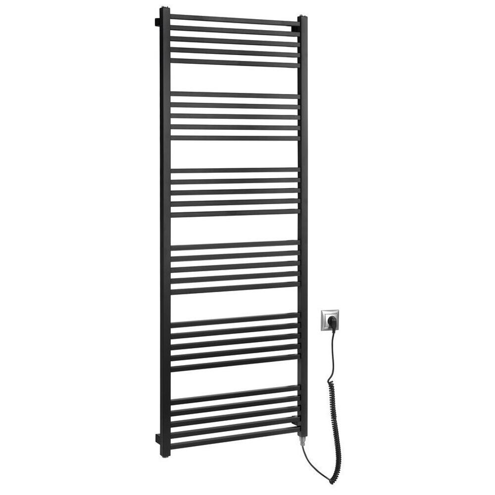 METRO-E Elektrischer Badheizkörper, gerade, 600x1620 mm, 800 W, Schwarz matt