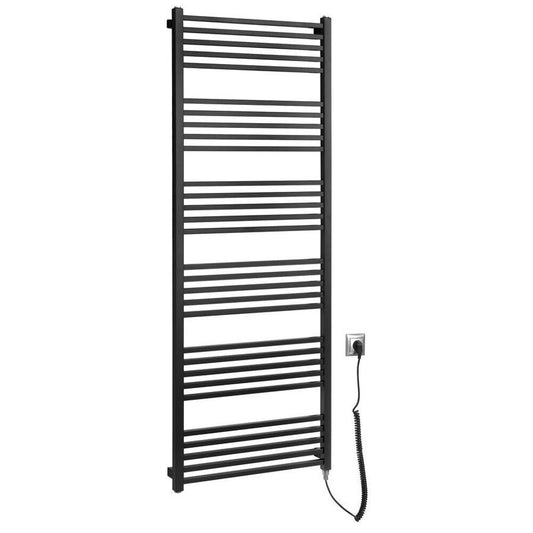 METRO-E Elektrischer Badheizkörper, gerade, 600x1620 mm, 800 W, Schwarz matt