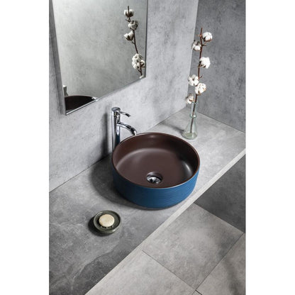 PRIORI Keramik-Waschtisch Ø 41 cm, Blau/Braun