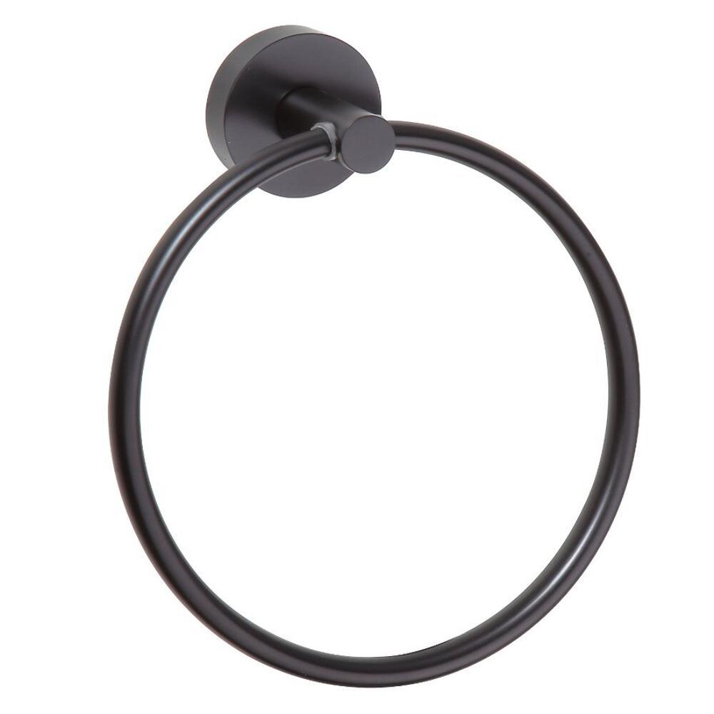 X-ROUND BLACK Handtuchhalter rund, Schwarz matt