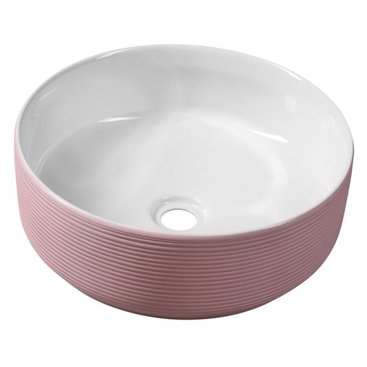 ARDEA Keramik-Waschbecken zum Aufsetzen, Durch. 41cm, Rosa