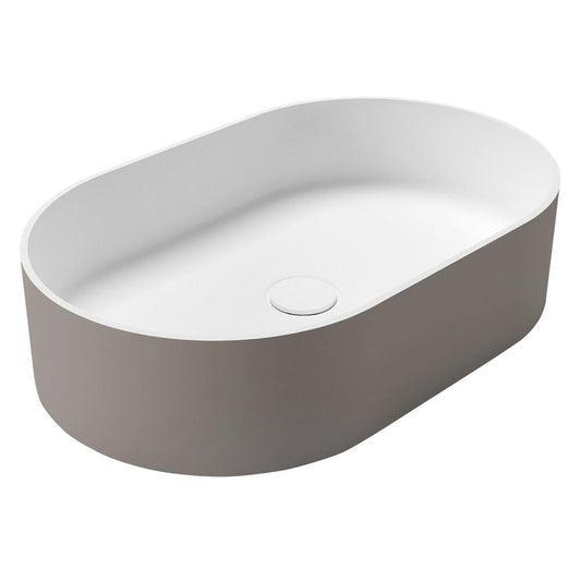 THIN Waschtisch zum Aufsetzen, Rockstone, 55x35cm, Agila/Weiß matt