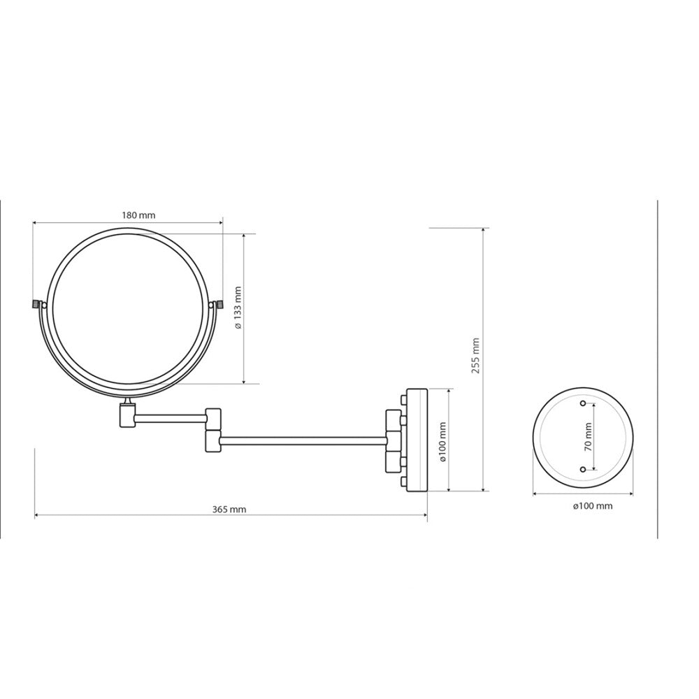 Hänge-Kosmetikspiegel, Durch. 140mm, Doppelseitig, Bronze