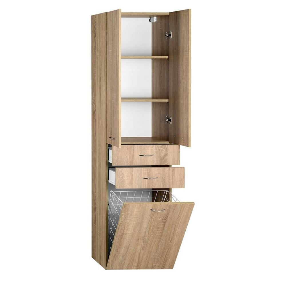 ZOJA/KERAMIA FRESH Hochschrank mit Wäschekorb 50x184x29cm, platineiche
