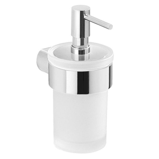 PIRENEI Hängender Seifenspender 110 ml, Milchglas, Chrom