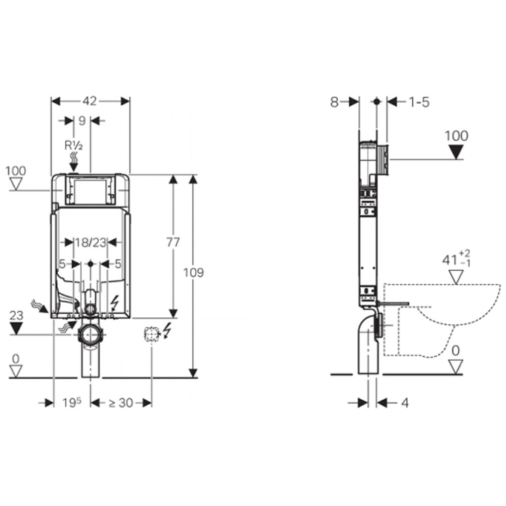 GEBERIT KOMBIFIX ECO Vorwandelement, Sigma 8cm, H 109cm