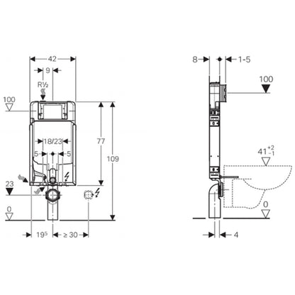 GEBERIT KOMBIFIX ECO Vorwandelement, Sigma 8cm, H 109cm