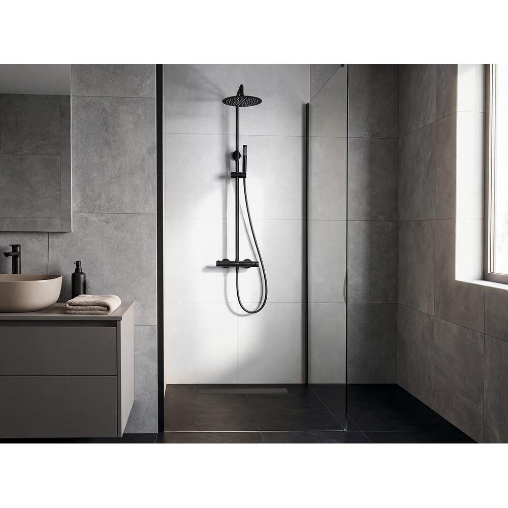 Duschsäule mit Thermostat-Armatur, Schwarz