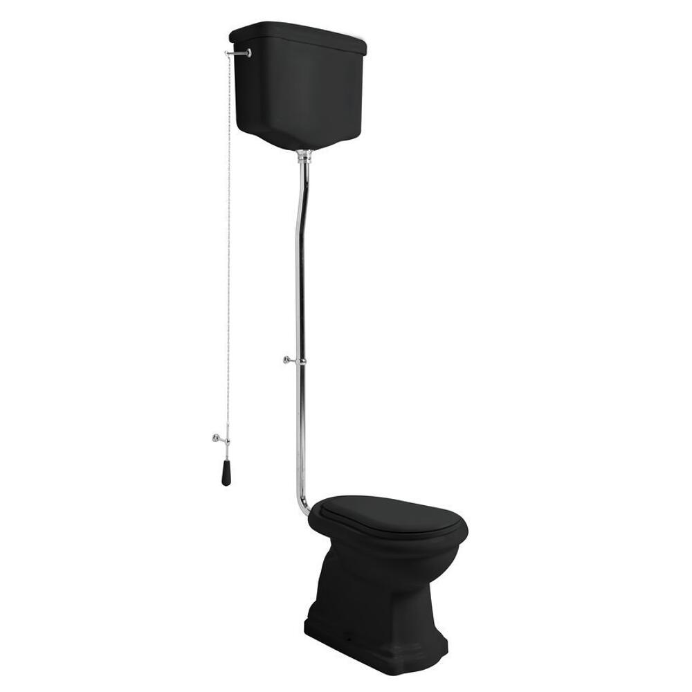 RETRO WC Becken 38,5x59cm, Abgang waagerecht, schwarz matt