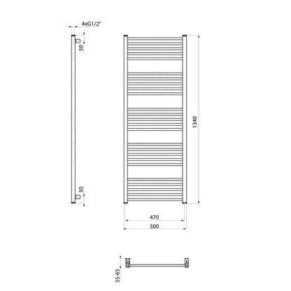 METRO-E Elektrischer Badheizkörper, gerade, 500x1340 mm, 500 W, Weiß
