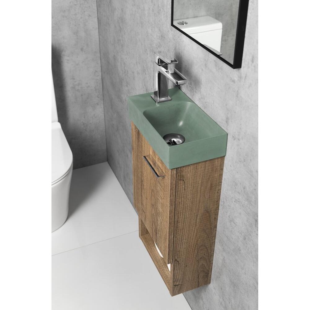 PICCOLINO Beton-Waschbecken 30,8x17cm, Wasserhahn linken, Grün matt