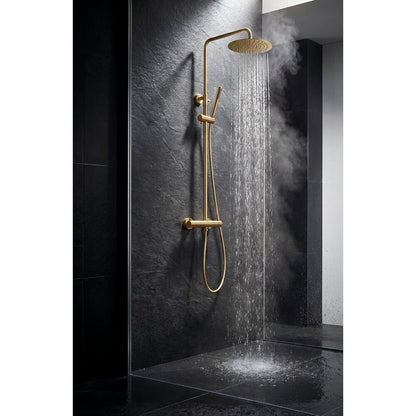 Duschsäule mit Thermostat-Armatur, Gold matt