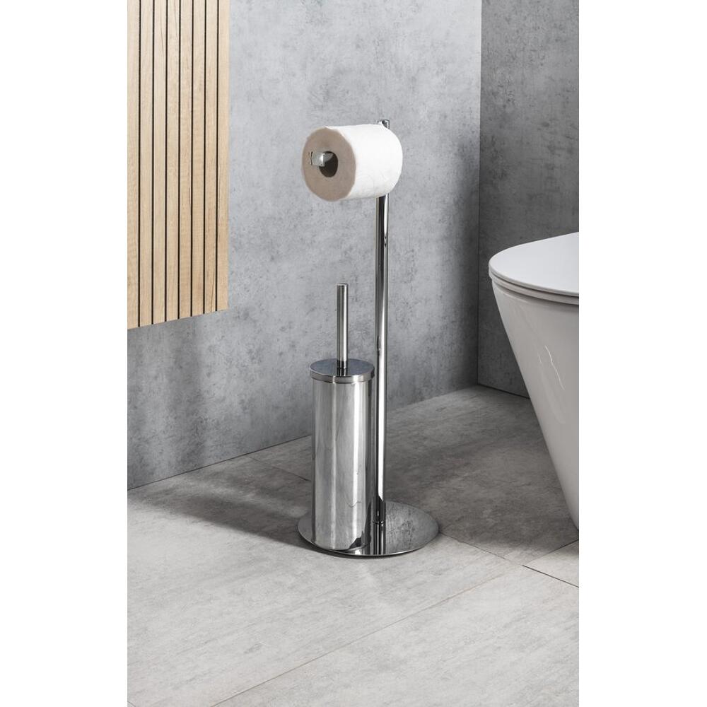 CIRCE Toilettenpapierhalter und WC-Bürste, Rund, Chrom