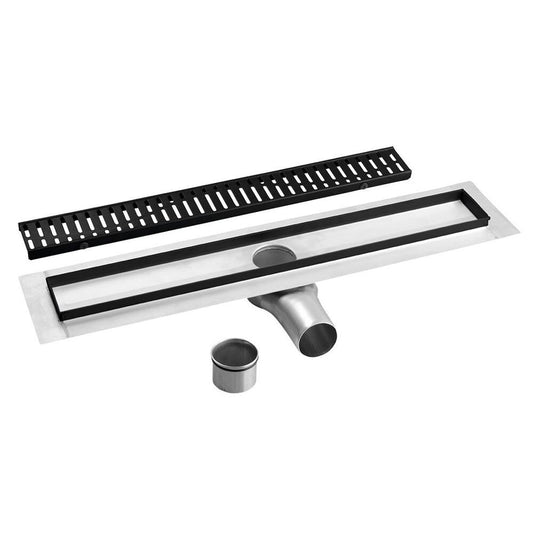 MANUS ONDA Bodenrinne aus Edelstahl mit Rost, L-750, DN50, Schwarz matt