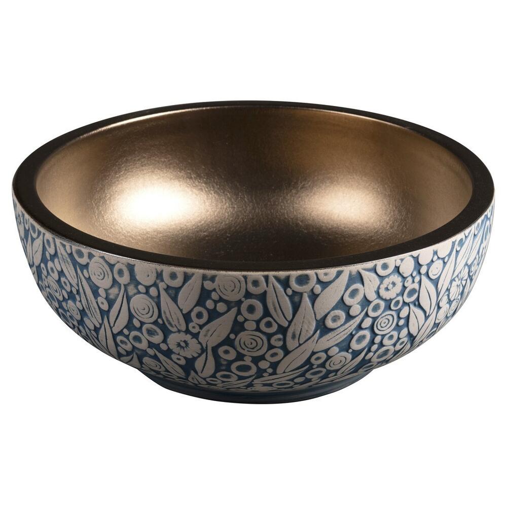 PRIORI Keramik-Waschtisch Ø 41 cm, gold/blau