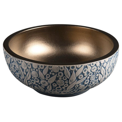 PRIORI Keramik-Waschtisch Ø 41 cm, gold/blau
