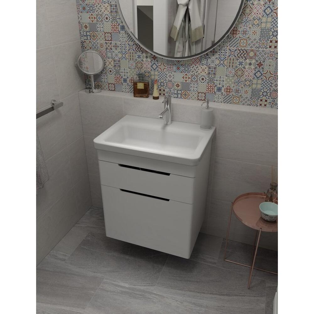 CITY Keramik-Waschbecken eckig 60x45cm, weiss