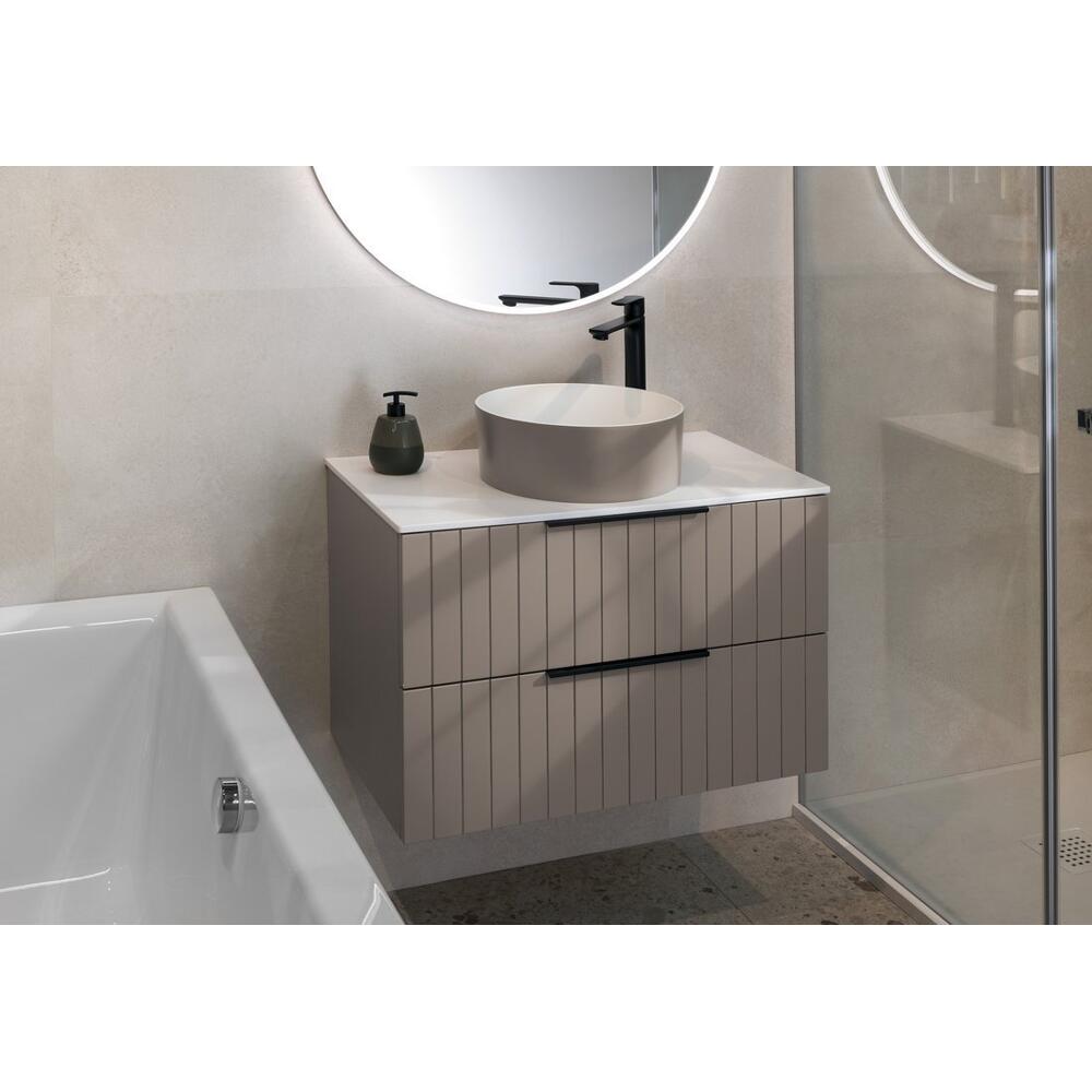 THIN Waschtisch für Arbeitsplatte Ø38 cm, Braun/Weiß matt
