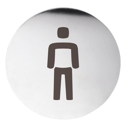 WC Herren Türschild, Durch. 75mm, Edelstahl matt