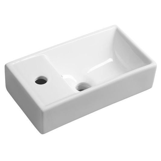 MINOS Keramik-Waschtisch 40x22cm, Wasserhahn links, weiss