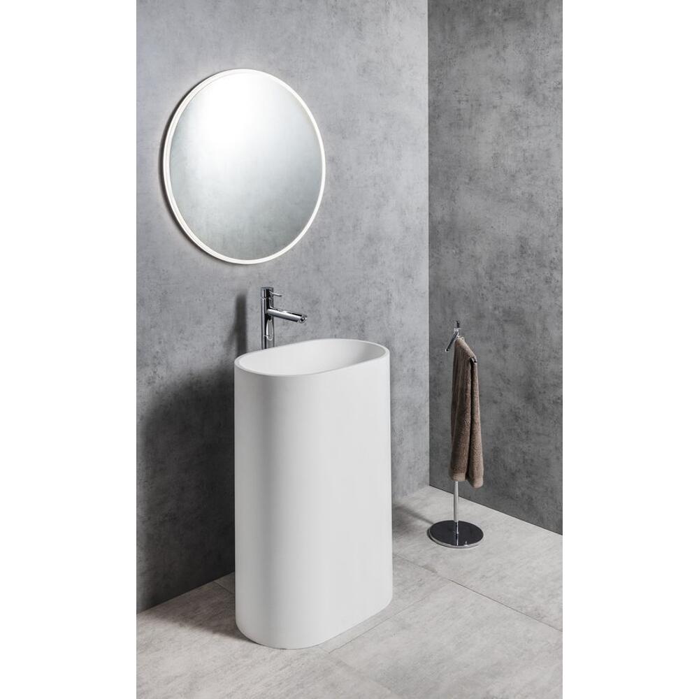 TREVA Freistehendes Waschbecken 56,5x85cm, Gussmarmor, weiß matt