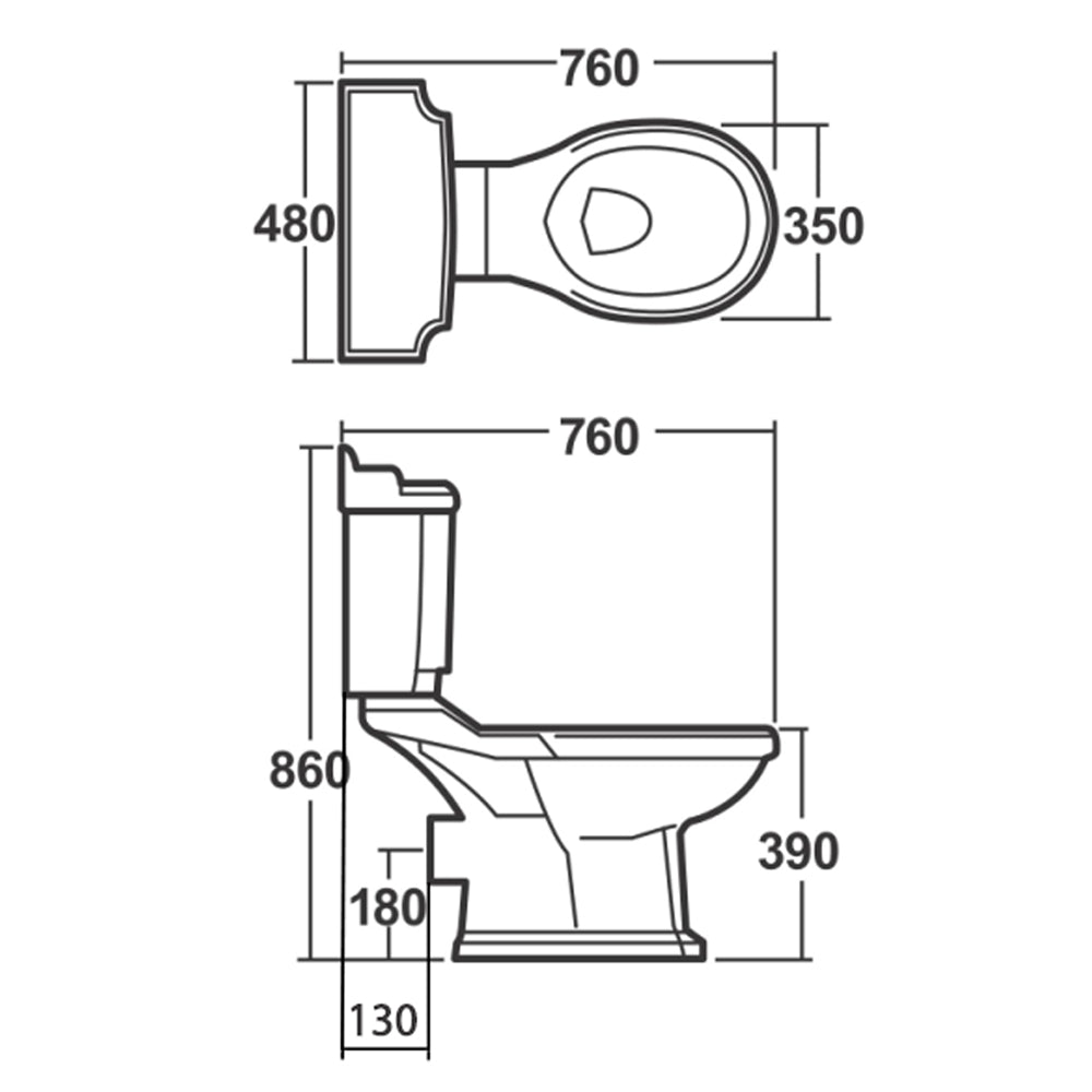 ANTIK Retro Kombi-WC + WC-Sitz, weiß