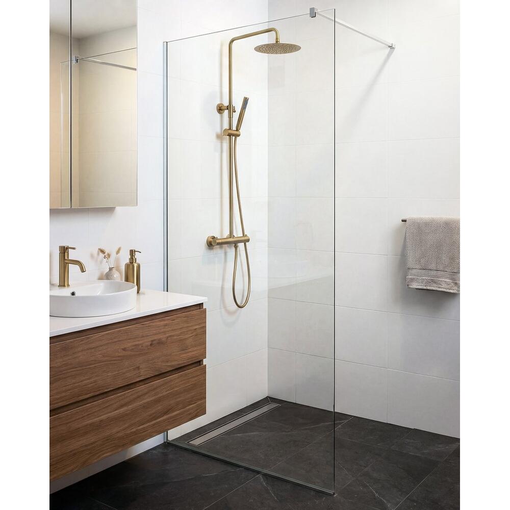 Duschsäule mit Thermostat-Armatur, Gold matt