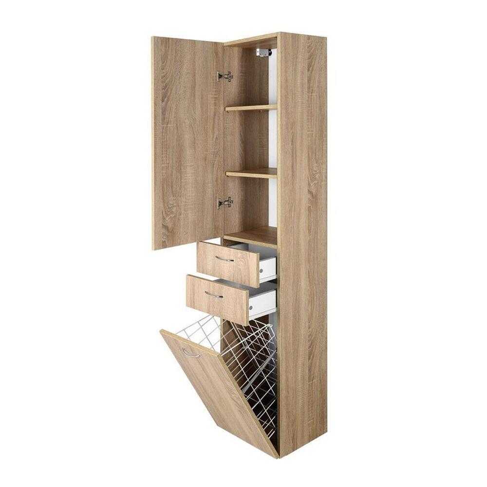 ZOJA/KERAMIA FRESH Hochschrank mit Wäschekorb 35x184x29cm, platineiche