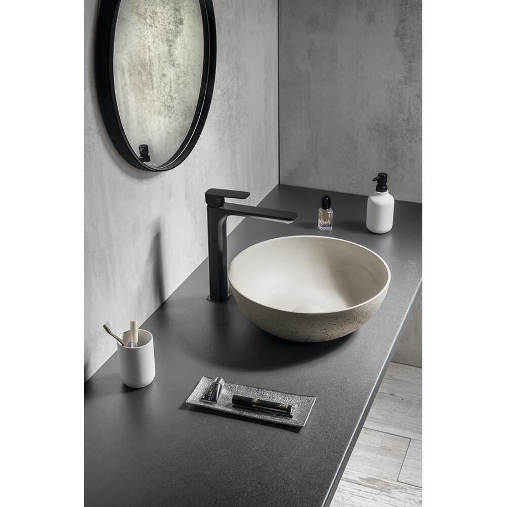 FORMIGO Betonwaschbecken zum Aufsetzen, Durchmesser 39cm, Sand matt