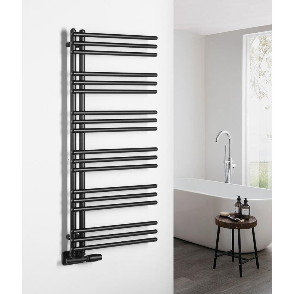 POSEIDON Badheizkörper 450x1140mm, Schwarz matt