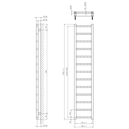 METRO LIGHT Badheizkörper 300x1500 mm, 300W,Schwarz matt