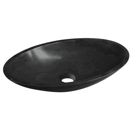 BLOK Stein-Waschbecken zum Aufsetzen, 60x35cm, Marquin schwarz, matt